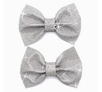 2 pcs Bedazzled Rhinestone Bows Without Clip, Bling Tailless Bow for Fabric Decoration, Making Headband, Shoe, Phone Case, Belt, Wedding Decor and Crafts DIY Projects 4.5’’ Width
