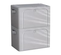 2 pcs Bedding Storage Bag, Foldable Large Fabric Storage Boxes with Lid, Clear Window, Reinforced Handle, Sturdy Zipper for Clothes, Sweaters, Blankets, Under-Bed Closet Organiser (Grey 3,50*40*33cm)