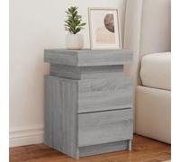 Vidaxl Bedside Cabinets With Led Lights 2 Pcs Grey Sonoma 35X39X55 Cm