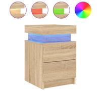 2 Pcs Bedside Cabinets with LED Lights Nightstand Bed Side Table vidaXL