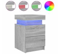 2 Pcs Bedside Cabinets with LED Lights Nightstand Bed Side Table vidaXL
