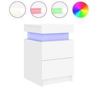 2 Pcs Bedside Cabinets with LED Lights Nightstand Bed Side Table vidaXL