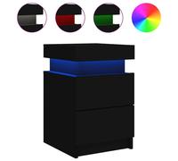 2 Pcs Bedside Cabinets with LED Lights Nightstand Bed Side Table vidaXL