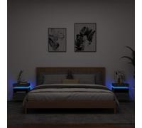 2 Pcs Bedside Cabinets with LED Lights Nightstand Bed Table Side Cabinet vidaXL