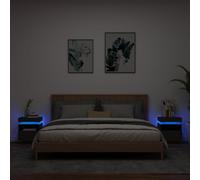 2 Pcs Bedside Cabinets with LED Lights Nightstand Bed Table Side Cabinet vidaXL