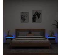 2 Pcs Bedside Cabinets with LED Lights Nightstand Bed Table Side Cabinet vidaXL