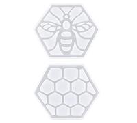 2 Pcs Bee Honeycomb Resin Coaster Molds DIY Silicone Moulds Hexagon Silicone Molds for Epoxy Resin Casting DIY Art Craft Cup Mats