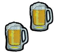 2 Pcs Beer Glass Beer Mug Tactical Patch Embroidered Fastener Hook & Loop Applique Emblem Military Flag Patches for Jacket,Jeans,Bags,Hats,Clothes,Backpacks,Vest