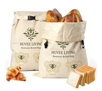 2 Pcs Beeswax Bread Bag, Cotton Beeswax Bread Bags for Homemade Breads, Reusable Food Storage Bag for Home Picnic Traveling Daily Use to Keep Fresh, 43 * 33cm
