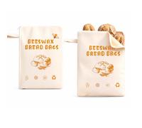 2 PCS Beeswax Bread Bag for Homemade Bread, Bread Bags to Keep Bread Fresh, Large Capacity Reusable Linen Bread Storage Bags - Perfect for Sourdough & Artisan Loaves