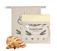 2 PCS Beeswax Bread Bags,Buckle Closure,Reusable Natural Beeswax-Lined