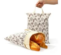 2 Pcs Beeswax Bread Bags for Homemade Bread, 43x33cm Reusable Breads Storage Bags with L-Shaped Zipper and Handle, Breathable Loaf Beeswax Guard Bags for Sourdough, Fruits and Vegetables