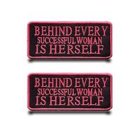 2 Pcs Behind Every Successful Woman is Herself Funny Patch Military Embroidered Fastener Iron On Sew On Applique Emblem Tactical Flag Patches for Clothes,Jeans,Caps,Hats,Backpacks,Jacket,Vest,Bags