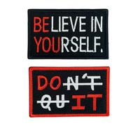 2 Pcs Believe in Yourself Patch Embroidered Hook & Loop Emblem,Funny Do It/Don't Quit Morale Biker Applique for Jacket Jeans Backpack Hats Vests Bags