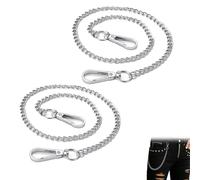 2 Pcs Belt Chain,Wallet Chain,Punk Hip Hop Pants Jean Chains Belts Accessories Fashional Trend Silver Simplicity Emo&Grunge&Gothic Metal Keychains Adjustable Personalized Rock Accessory for Man,Women
