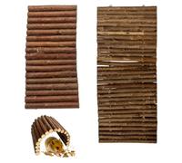 2 Pcs Bendable Wooden Bridge, Tortoise and Guinea Pig Tunnel, Bendable Wooden Bridge Set for Small Pets, Reptile Hideout Hut & Wood Climbing Toy, DIY Ramp 20x10cm and 30x12cm