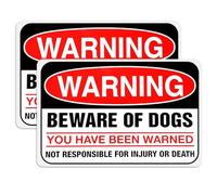 2 Pcs Beware of Dog Sign Aluminum 7 x 10 Inches Beware of The Dog Metal Signs Outdoor Reflective Beware Dogs Sign with 4 Pre-Drilled Holes Rust Free Weatherproof Signs for Indoor and Outdoor Use