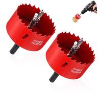 2 Pcs Bi-Metal Hole Saw 68mm, HSS Deep Hole Saw Cutter with Arbor & Drill Bits for Punching Circular Holes on Wood Plasterboards Plastic Fiberglass Acrylic Panel or Ceiling Light Installation