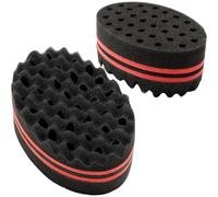 2 Pcs Big and Small Holes Hair Sponge Brushes, Afro Coils Hair Curls Brushes, Barbers Wave Hair Sponge Brush, Double Sides Hairbrushes for Dreads, Home and Barber