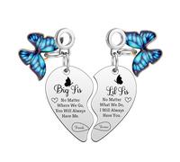 2 Pcs Big Little Sister Heart Matching Dangle Charms Long Distance Friendship Relationship Gifts for Sister Friend Bestie Heart Puzzle Dangle Birthday Charms Mother’s Day Valentine Day Graduation Gift
