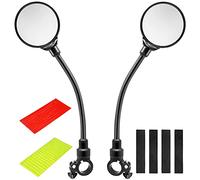 2 Pcs Bike Mirrors, KUMARS Universal Motorcycle Motorbike View Mirror 360° Rotatable Handlebar Bicycle Wing Mirror with [16pcs Bike Reflective Stickers] Scooter Side Mirrors Bicycle Rearview Mirror