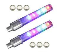 2 Pcs Bike Spoke Lights, Bicycle Wheel Tire Valve Cap Spoke Neon 5 LED Flash Lights Lamp Cycle Lights, Waterproof 7 Blinking Modes with Batteries, Bike Accessories for Adults and Kids