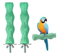 2 PCS Bird Beak Grinding Stone Bird Parrot Cage Perch Stand Anti-Slip Nail Trimming Stick Parrots Perch Resin Beak Grinder Stone Foot Claws Trimmer Accessories for Parrot Budgie Cockatiel (Green)