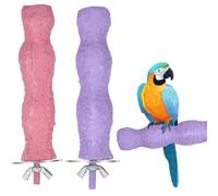 2 PCS Bird Beak Grinding Stone Bird Parrot Cage Perch Stand Anti-Slip Nail Trimming Stick Parrots Perch Resin Beak Grinder Stone Foot Claws Trimmer Accessories for Parrot Budgie Cockatiel(Pink Purple)