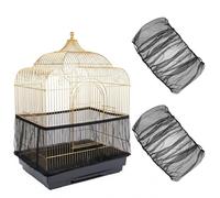 2 Pcs Bird Cage Seed Catcher, Elasticity Bird Cage Netting Seed Catcher, Birds Cages Net Skirt, Breathable Nylon Birdcage Seeds Catchers Guard for Parrot Parakeet, Black
