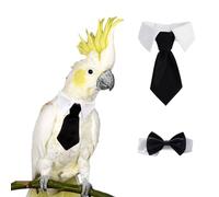 2 Pcs Bird Collar Cute Pet Parrot Collar Pet Birds Costume Costume Photo Prop for Parrots for Budgerigars, Lovebirds, Long-Tailed Parrots, Cockatoos, Rainbow Lorikeets, and Finches.(Necktie+Bowtie)