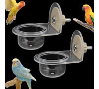 2 Pcs Bird Detachable Transparent Bowl Plastic Food Cup Hanging Seed Water Feeder for Small Size Bird Parrot Canary Finch