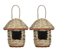 2 Pcs Bird House for Garden Hummingbird House for Outside Hanging Bird Nesting Boxes Bird House Natural Roosting Pouches for Birds Woven Bird Netting for Garden Decoration