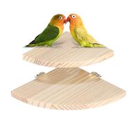 2 Pcs Bird Perch Platform 2 Sizes Wooden Parrot Perch Corner Sturdy Parrot Perchs 5.12 and 6.7 inch Fan Shape Flat Perches Stand Playground Cage Exercise Accessories for Gerbil Birds Hamster Parrots