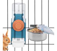 2 Pcs Bird Water Feeder, Automatic Parrot Water Dispenser & Stainless Steel Bird Food Bowl, Cage Accessories for Parrot & Hamster Parakeet Cockatiel Budgie Lovebirds (Set-A)