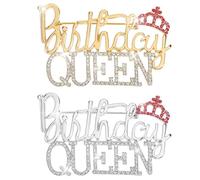 2 Pcs Birthday Brooch Pins Letter Brooch Pin Gold Diamond Crown Brooch Birthday Gift Bling Luxury Rhinestone Brooches Rhinestone Crystal Lapel Pin for Birthday Party Supplies