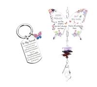 2 PCS Birthday Gifts for Women Friends, Friendship Gifts for Women, Friend Gifts, Butterfly Keychain and Pendant Set, Thoughtful Friendship Present for Birthday Celebrations, Garden Decor Keepsake