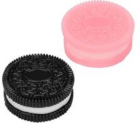 2 Pcs Biscuit Stress Relief Toy, Taba Squishy Pinching Biscuit Simulation Toy for Fufu Squishy Stress Relief Toy (Black+Pink)