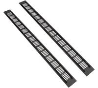 2 Pcs Black Air Vent Grille Cover 600mm x 80mm Aluminum Alloy Kitchen Air Vent Cover Cupboard Vents 24 x 3 Inch Fridge Vent Louvred Wall Vent Grille Ventilation Cover