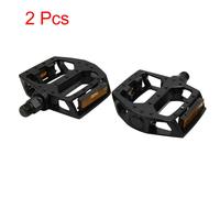 2 Pcs Black Aluminium Alloy Reflector Flat Type Nonslip Cycling Bicycle Pedals