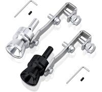 2 Pcs Black and Sliver Sound Turbo Whistle Turbo Sound Exhaust Muffler Pipe Black and Sliver Silencer, Aluminium, Car Turbo Muffler, Sound Simulator Whistle for All Vehicle Models