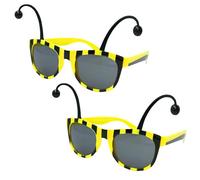 2 Pcs Black and Yellow Bumble Bee Sunglasses Black Yellow Antenna Halloween Party Decorations Bumblebee Party Glasses Bee Costume