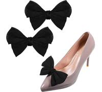 2 Pcs Black Bow Shoe Clips Detachable Elegant Satin Bowknot Shoe Buckles Decorative Shoe Accessories for Women Wedding Party Daily Wearing