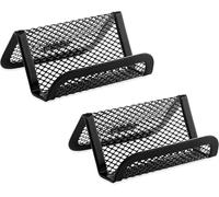 2 Pcs Black Business Card Holder, Desktop Business Card Stands Countertop, Metal Mesh Business Card Display Desk Business Card Organizer for Desk Office Name Card with 50 Name Card Capacity