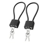 2 PCS Black Cable Lock with Key, 38cm Heavy Duty Long Shackle Padlocks, Steel Rope Padlocks with 3 Keys, Robust Long Shackle Padlock, Locker Padlock, Wheelie Bin Locks for Gate, Bike, Outdoor