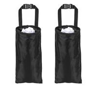 2 Pcs Black Car Bin Hanging Car Trash Bags, Collapsible Waterproof Polyester Auto Garbage Bin with Adjustable Hanging Straps Detachable Reusable Car Waste Container for Front & Back Seat Road Trips Ca