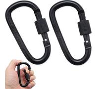 2 Pcs Black Carabiner Clip Heavy Duty,D-ring Locking Carabiner Clip,with Screw Lock Aluminum Alloy Locking,for Outdoor, Fishing,Hiking,Backpack,Camping Accessories,Dog Leash etc