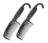2 Pcs Black Carbon Fibre Hanging Hair Comb for Cutting Hair in Salons | Convenient Hook Design, Helps Detangle Thick or Thin Locks, Suitable for Women, Wet Hair and Shower Use