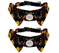 2 PCS Black Cat Pumpkin Halloween Puppy Collars, Velvet Dog Bow tie Collar, Adjustable Formal Pet Tuxedo Bowties for Boy Girls Dogs Cats