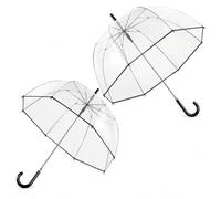 2 Pcs Black Clear Bubble Umbrella Transparent Dome Rain Umbrella Windproof See Through Canopy Fiberglass Frame Large Coverage Wedding Photography Prom Graduation Outdoor Events Travel Men Women, Black