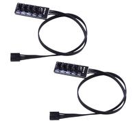 2 pcs black computer case fan hub, Fan-powered extension splitter,Desktop Chassis CPU Cooler 5-Way Splitter,PWM function is supported Braided wire harness 1 to 5 interface